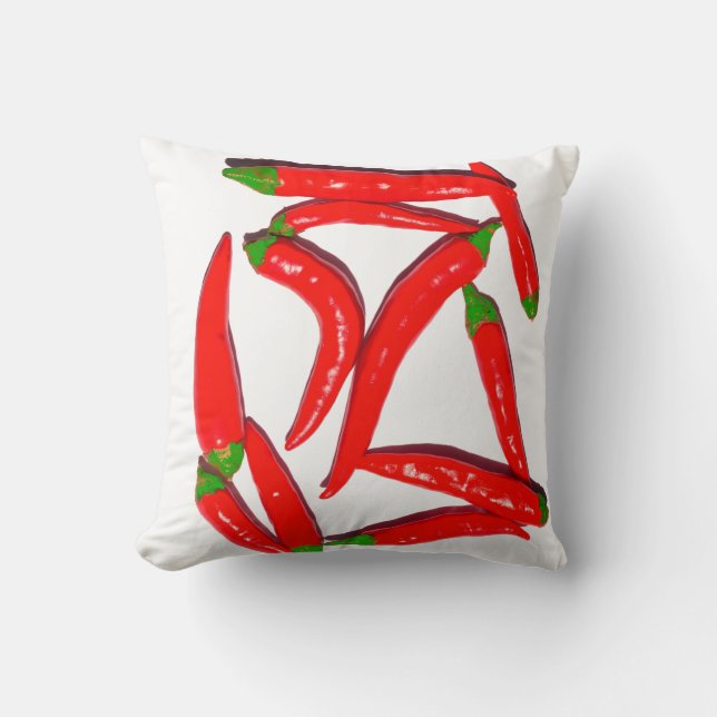 Hett Red Grönt Chili Peppers Mönster Cushion Pillo Kudde (Framsida)