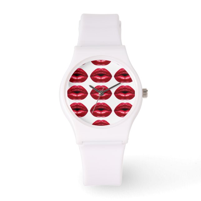 Hett Red Läppar Beauty Armbandsur (Framsida)