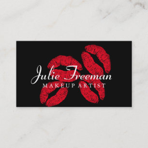 Hett Red Läppar Kisses Makeup Artist Salon Card Visitkort