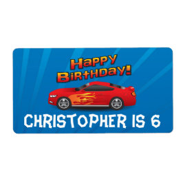 Hett Red Tävling Car med Flames Boy Födelsedagsfes Fraktsedel