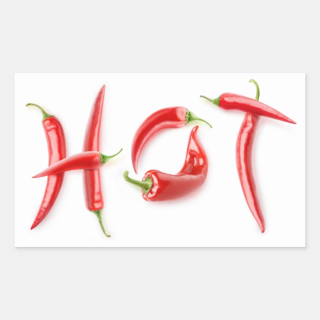 Hett! Rektangulärt Klistermärke (Framsida)