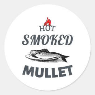 Hett Rökt mullet Bbq Fiske kokt Havsfoderrestaurau Runt Klistermärke