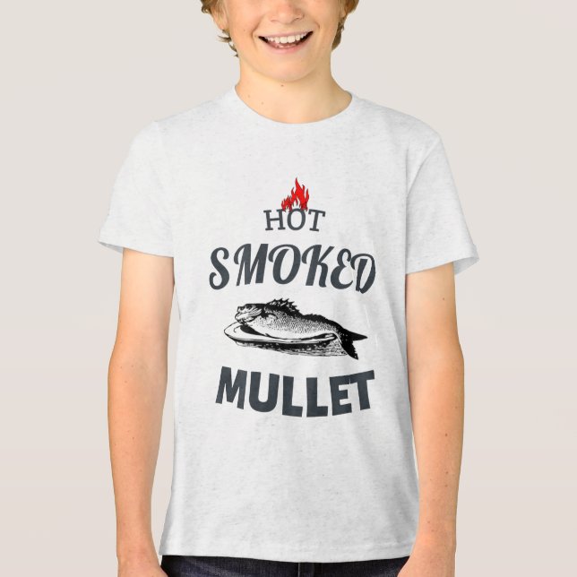 Hett Rökt mullet Bbq Fiske kokt Havsfoderrestaurau T Shirt (Framsida)