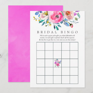 Hett-Rosa Blommigt  Möhippa Bingo Inbjudningar