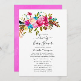 Hett-Rosa Boho Chic Drive by Möhippa or Baby Showe Inbjudningar