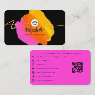 Hett-Rosa Neon och Faux Guld Glitter Visitkort