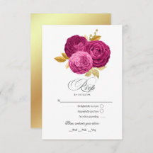 Hett-Rosa och Guld Blommigt Quinceañera