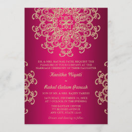 HETT ROSA OCH GULD INDISK STIL BRÖLLOPSINVITATION INBJUDNINGAR