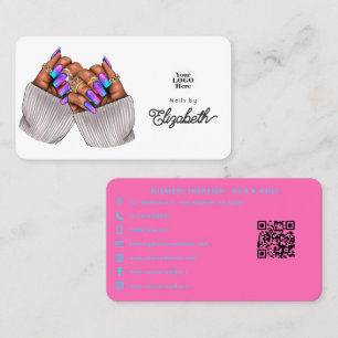 Hett-Rosa och turkos African American Nail Salon Visitkort