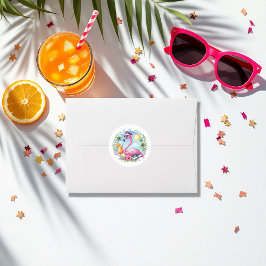 Hett-Rosa Tropical Flamingo Studentfest Runt Klistermärke