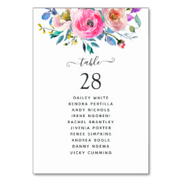 Hett-Rosa vattenfärgsBlommigt Bordsnummer