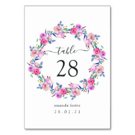 Hett-Rosa vattenfärgsBlommigt Bordsnummer