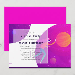 Hett-Rosa Virtuella Födelsedagsfest inbjudan