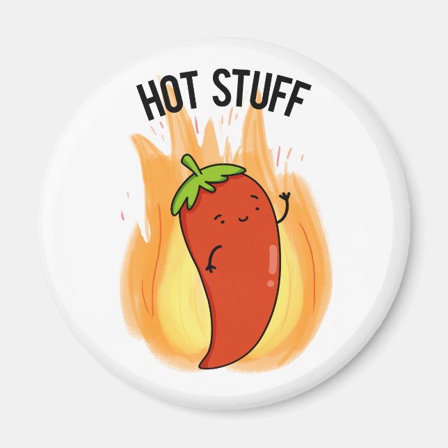 Hett Saker Funny Red Hett Chili Pepper Pun Magnet (Framsidan)