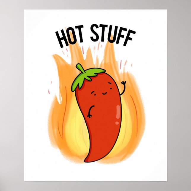 Hett Saker Funny Red Hett Chili Pepper Pun Poster (Framsidan)