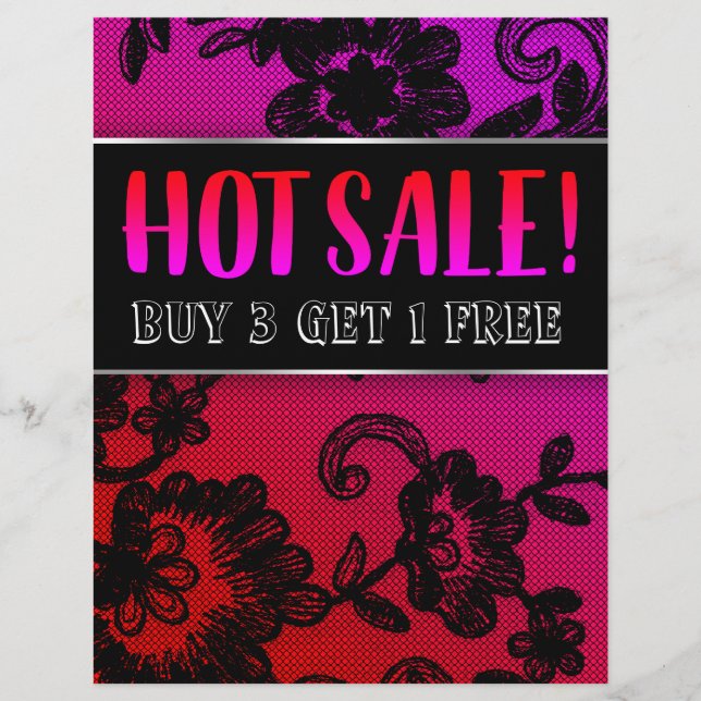 HETT Sale Fire Red Rosa Black Snöre Flyer (Framsidan)