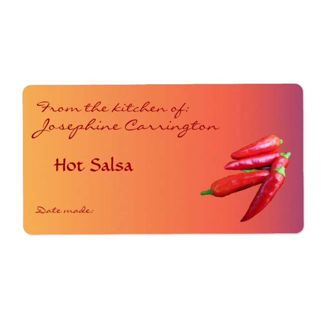 Hett Salsa-kanningsetiketter Fraktsedel (Framsidan)