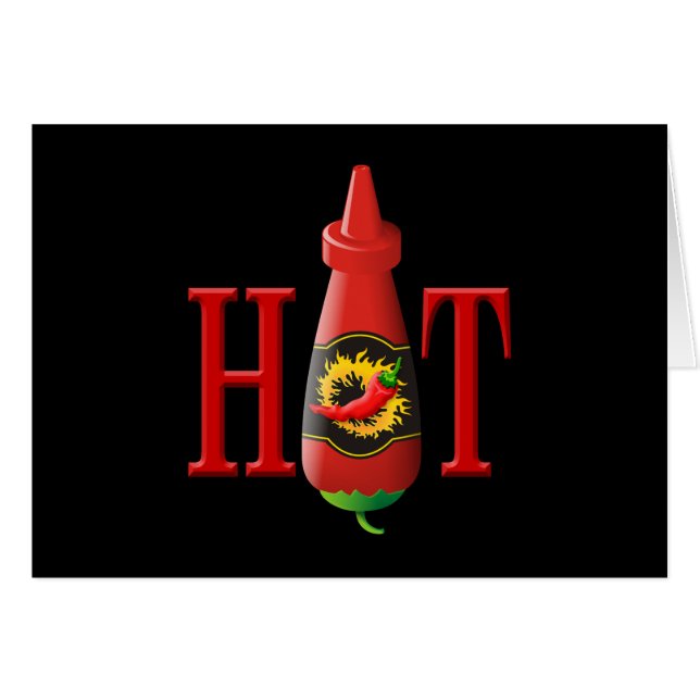 Hett Sauce Flaska Hälsningskort (Framsidan Horizontal)
