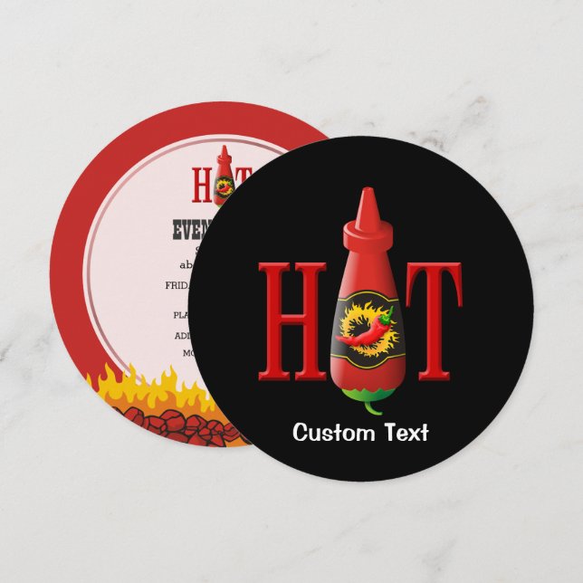 Hett Sauce Flaska Inbjudningar (Fram/baksida)