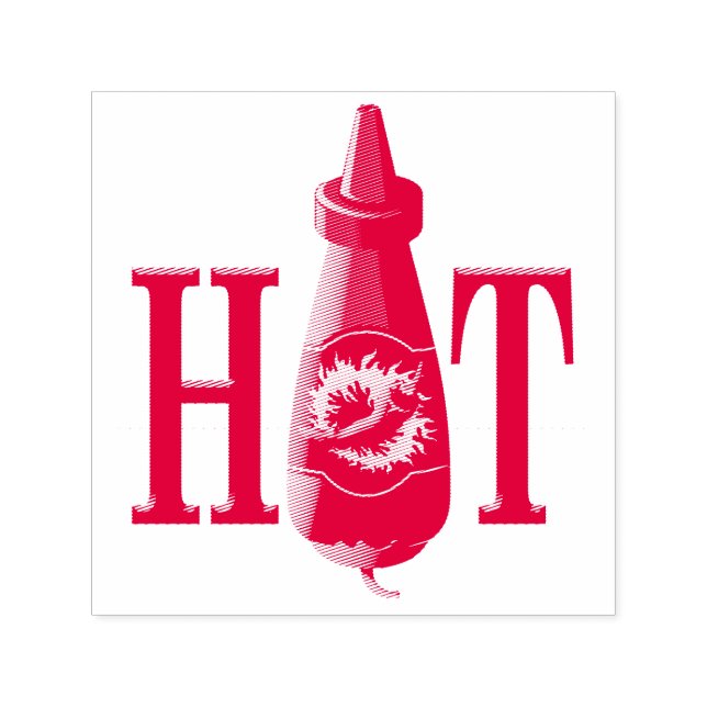 Hett Sauce Flaska Självfärgande Stämpel (Design)