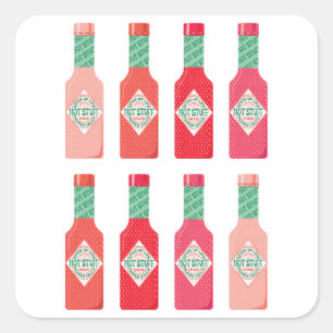 Hett Sauce Flaskor Hett Saker Spicy Gift Fyrkantigt Klistermärke