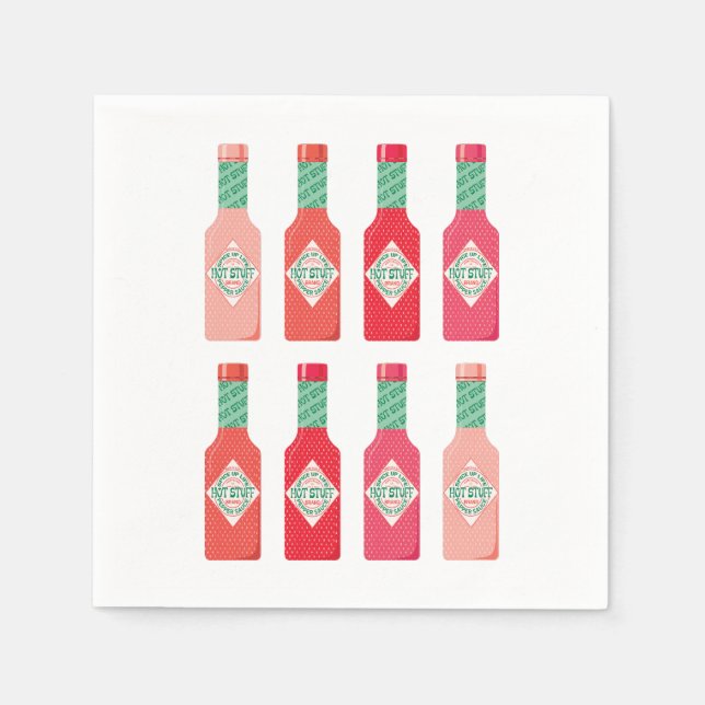 Hett Sauce Flaskor Hett Saker Spicy Gift Pappersservett (Framsidan)