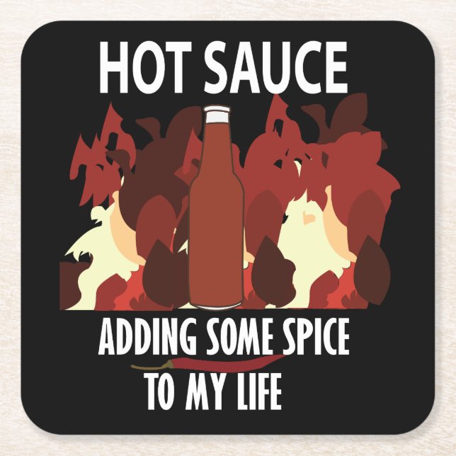 Hett Sauce Ketchup Fire Red Chili Pepper Underlägg Papper Kvadrat (Framsidan)