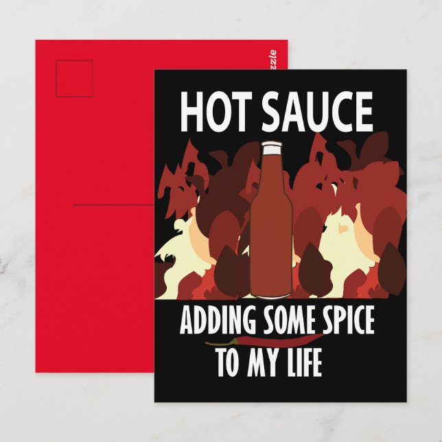 Hett Sauce Ketchup Fire Red Chili Pepper Vykort (Fram/baksida)