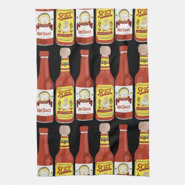 HETT SAUCES Spicy Cat Picante Black Kökshandduk (Vertikal)