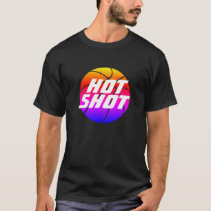 Hett Shot Basketboll citat med blå text T-Shirt