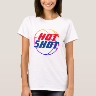 Hett Shot Basketboll citat med blå text T-Shirt