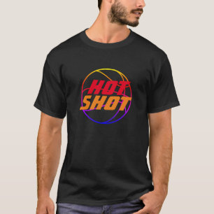 Hett Shot Basketbollsoffert med blå text T Shirt