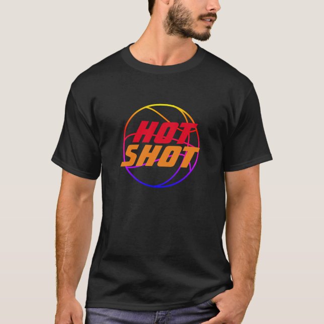 Hett Shot | Basketbollsoffert med blå text T Shirt (Framsida)