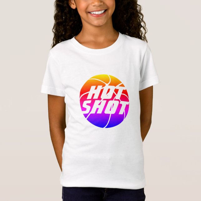 Hett Shot | Basketbollsoffert med vit text T Shirt (Framsida)