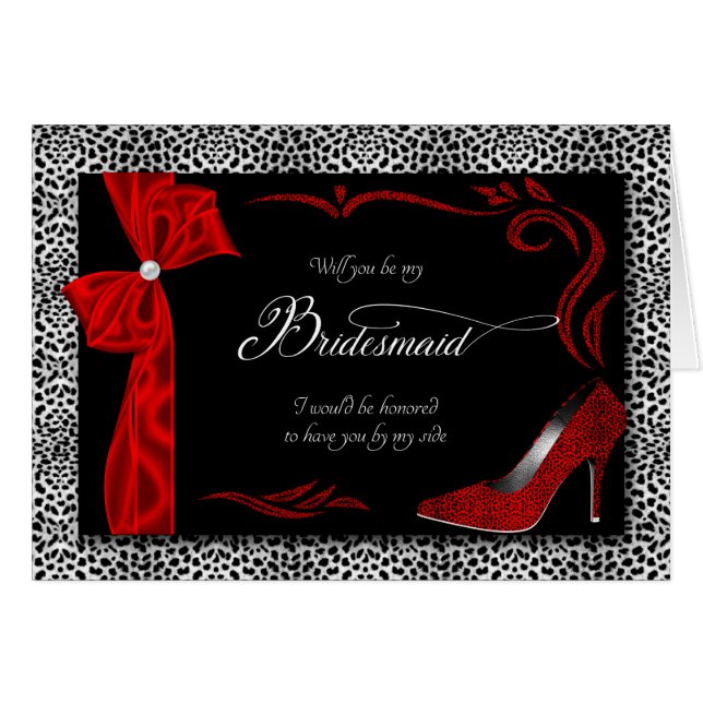 Hett Silver och Black Cheetah Print for Bridesmaid Hälsningskort (Framsidan Horizontal)