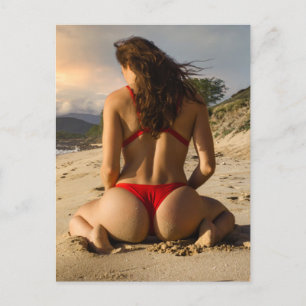 Hett Sommarbikini Flickfoto vykort