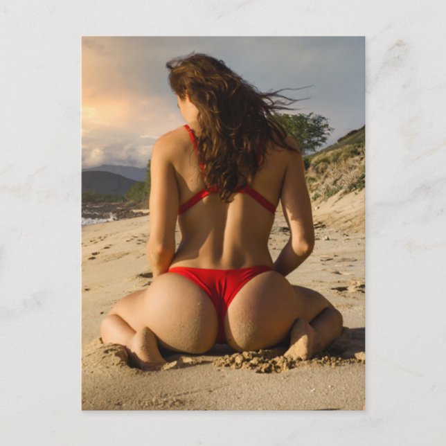 Hett Sommarbikini Flickfoto vykort (Framsida)