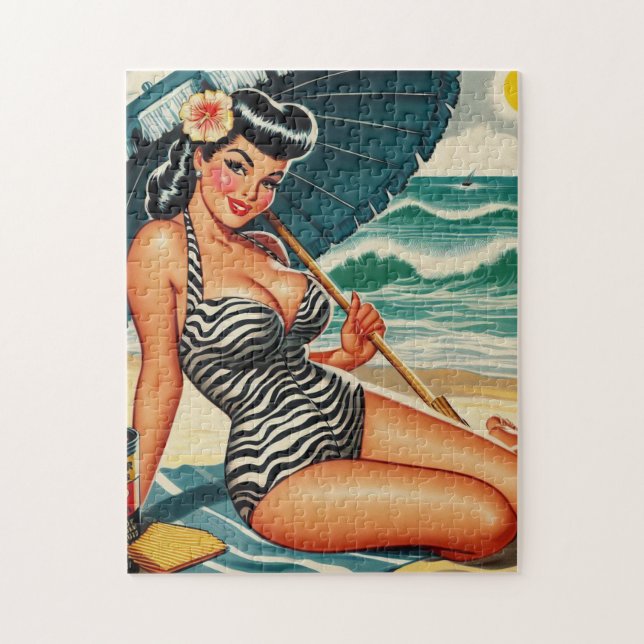 Hett Sommarbock-pin-up Pussel (Vertikal)