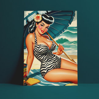 Hett Sommarbock-pin-up Vykort