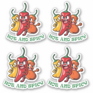 Hett Spicy Chili Peppers Klistermärken