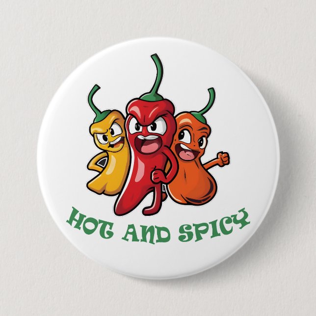 Hett Spicy Chili Peppers Knapp (Framsida)