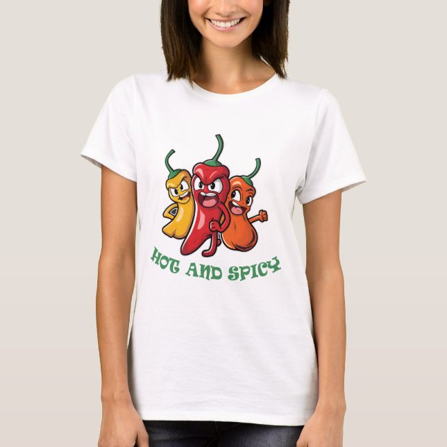 Hett Spicy Chili Peppers T Shirt (Framsida)