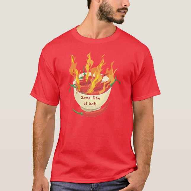 Hett Spicy Peppers on Fire T-Shirt (Framsida)