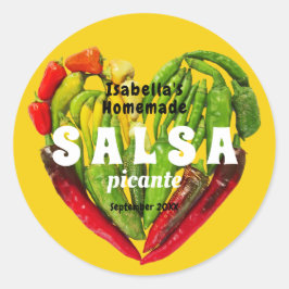 Hett spicy Salsa chili paprika hjärtsenap mat Runt Klistermärke