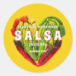 Hett spicy Salsa chili paprika hjärtsenap mat Runt Klistermärke