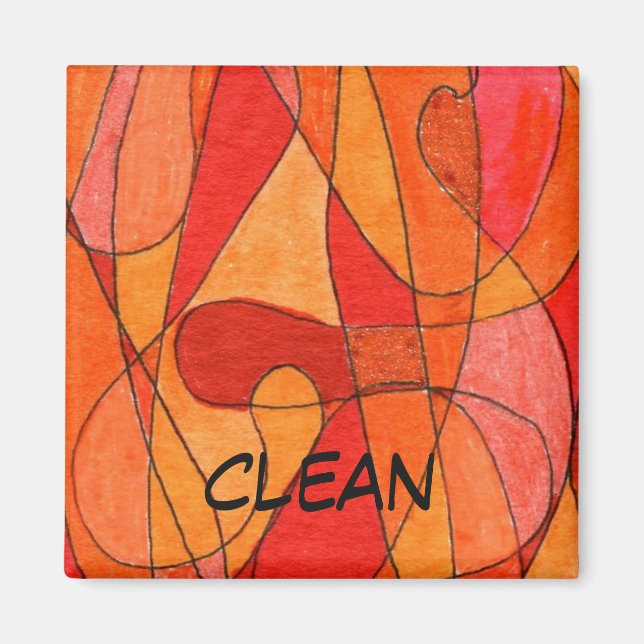 "Hett Spot" Abstrakt Dishwasher Status Magnet (Framsidan)