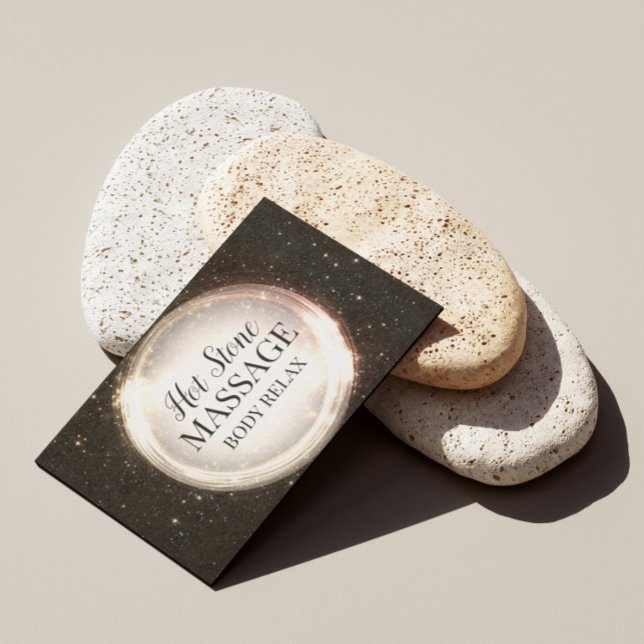 Hett Stone Body Massage Glitter Black Visitkort (Perfect for business)