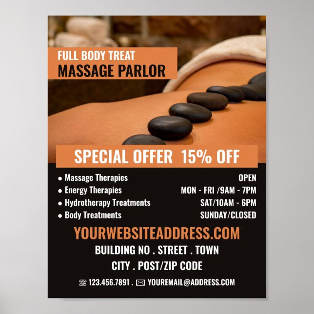 Hett Stone-massage, massage Therapy-massage Parlor Poster (Framsidan)