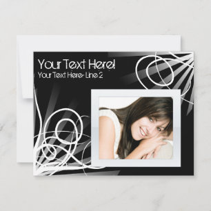 Hett Swirl Photo Party-inbjudan till svartvitt Inbjudningar