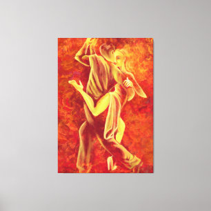 Hett Tango Dance - Fire Couple Art Painting Canvastryck
